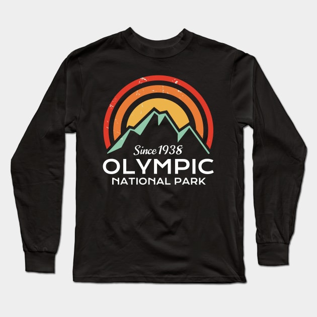 Olympic National Park Retro Long Sleeve T-Shirt by roamfree